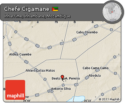 Shaded Relief Map of Chefe Cigamane