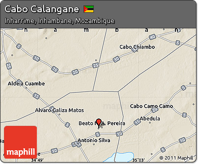 Shaded Relief Map of Cabo Calangane