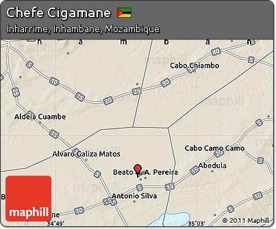 Shaded Relief Map of Chefe Cigamane