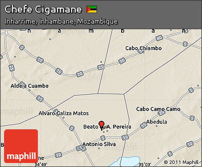 Shaded Relief Map of Chefe Cigamane