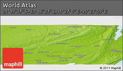 Physical Panoramic Map of the Area around 24° 2' 59" S, 34° 55' 29" E