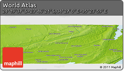 Physical Panoramic Map of the Area around 24° 2' 59" S, 34° 55' 29" E