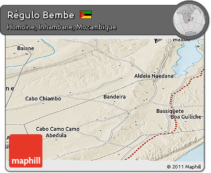 Shaded Relief Panoramic Map of Régulo Bembe