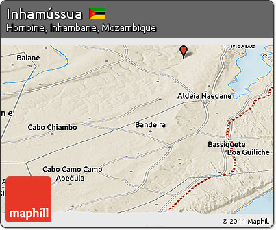 Shaded Relief Panoramic Map of Inhamússua