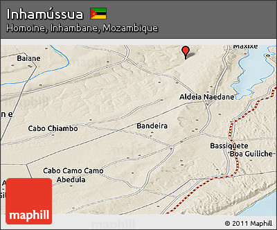 Shaded Relief Panoramic Map of Inhamússua
