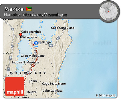 Shaded Relief Map of Maxixe