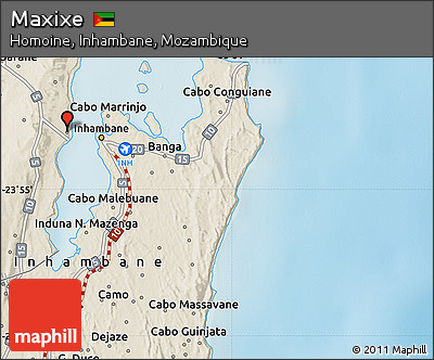 Shaded Relief Map of Maxixe