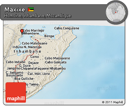 Shaded Relief Panoramic Map of Maxixe