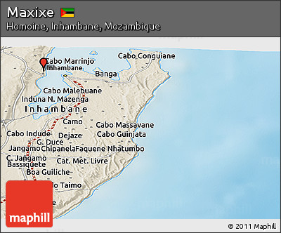 Shaded Relief Panoramic Map of Maxixe