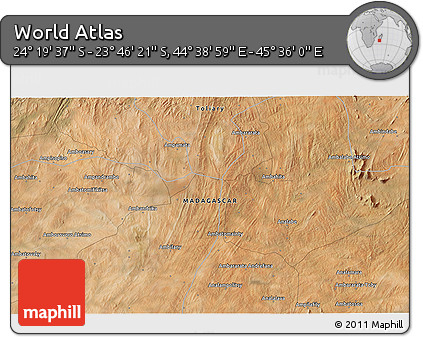 Satellite 3D Map of the Area around 24° 2' 59" S, 45° 7' 30" E
