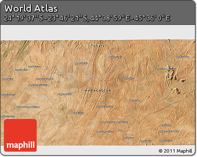 Satellite 3D Map of the Area around 24° 2' 59" S, 45° 7' 30" E