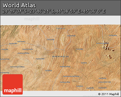 Satellite 3D Map of the Area around 24° 2' 59" S, 45° 7' 30" E
