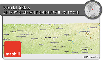 Physical Panoramic Map of the Area around 24° 2' 59" S, 45° 7' 30" E