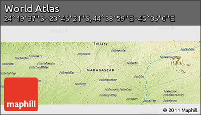 Physical Panoramic Map of the Area around 24° 2' 59" S, 45° 7' 30" E