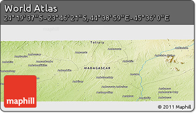 Physical Panoramic Map of the Area around 24° 2' 59" S, 45° 7' 30" E