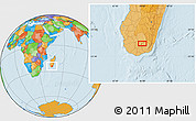 Political Location Map of the area around 24° 2' 59" S, 45° 58' 30" E