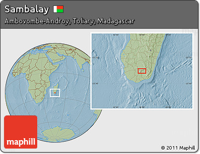 Savanna Style Location Map of Sambalay, hill shading
