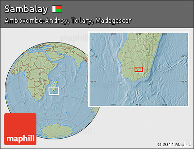 Savanna Style Location Map of Sambalay, hill shading