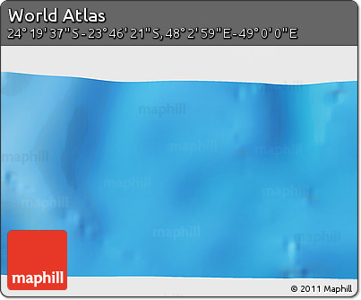 Physical 3D Map of the Area around 24° 2' 59" S, 48° 31' 29" E