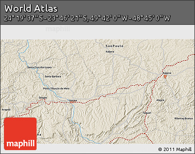 Shaded Relief 3D Map of the Area around 24° 2' 59" S, 49° 13' 30" W