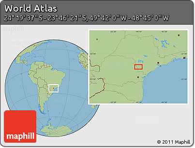 Savanna Style Location Map of the Area around 24° 2' 59" S, 49° 13' 30" W