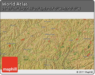 Satellite 3D Map of the Area around 24° 2' 59" S, 53° 28' 30" W