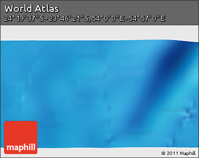 Physical 3D Map of the Area around 24° 2' 59" S, 54° 28' 30" E