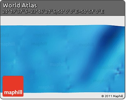 Physical 3D Map of the Area around 24° 2' 59" S, 54° 28' 30" E
