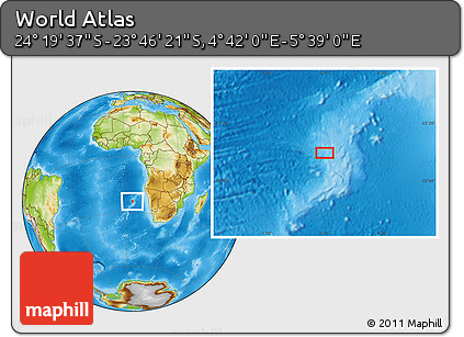 Physical Location Map of the Area around 24° 2' 59" S, 5° 10' 30" E