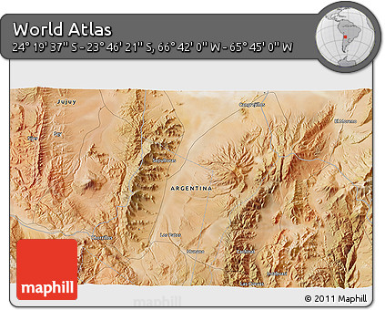 Satellite 3D Map of the Area around 24° 2' 59" S, 66° 13' 29" W