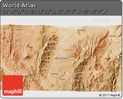 Satellite 3D Map of the Area around 24° 2' 59" S, 66° 13' 29" W