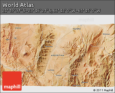Satellite 3D Map of the Area around 24° 2' 59" S, 66° 13' 29" W