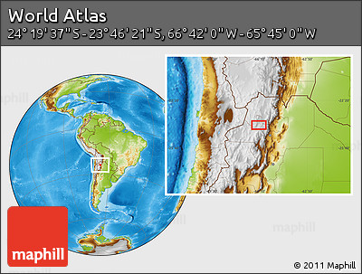 Physical Location Map of the Area around 24° 2' 59" S, 66° 13' 29" W