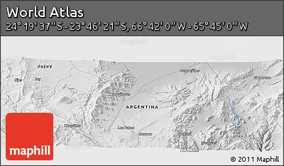 Physical Panoramic Map of the Area around 24° 2' 59" S, 66° 13' 29" W