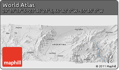 Physical Panoramic Map of the Area around 24° 2' 59" S, 66° 13' 29" W