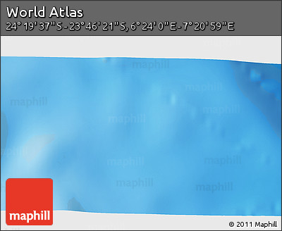 Physical 3D Map of the Area around 24° 2' 59" S, 6° 52' 30" E