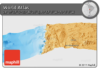Political Panoramic Map of the Area around 24° 2' 59" S, 70° 28' 29" W