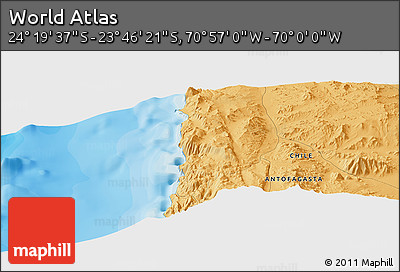 Political Panoramic Map of the Area around 24° 2' 59" S, 70° 28' 29" W