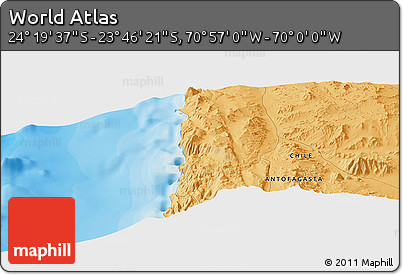 Political Panoramic Map of the Area around 24° 2' 59" S, 70° 28' 29" W