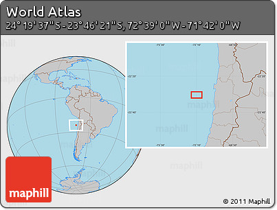 Gray Location Map of the Area around 24° 2' 59" S, 72° 10' 30" W
