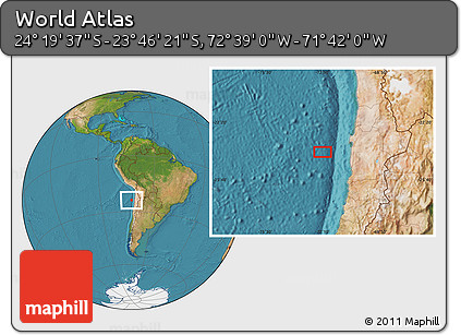 Satellite Location Map of the Area around 24° 2' 59" S, 72° 10' 30" W