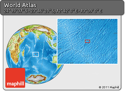 Physical Location Map of the Area around 24° 2' 59" S, 73° 10' 30" E