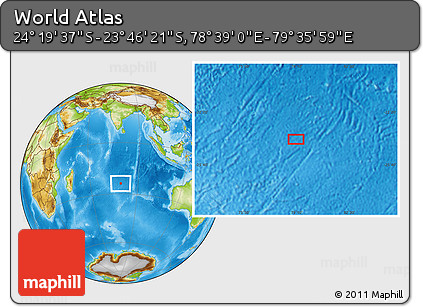 Physical Location Map of the Area around 24° 2' 59" S, 79° 7' 30" E