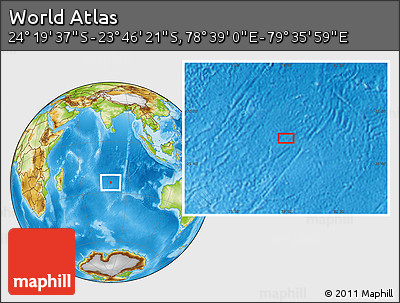 Physical Location Map of the Area around 24° 2' 59" S, 79° 7' 30" E