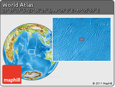 Physical Location Map of the Area around 24° 2' 59" S, 79° 7' 30" E