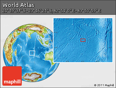 Physical Location Map of the Area around 24° 2' 59" S, 83° 22' 30" E