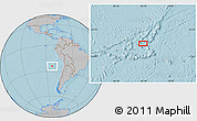 Gray Location Map of the area around 24° 2' 59" S, 83° 13' 29" W, hill shading