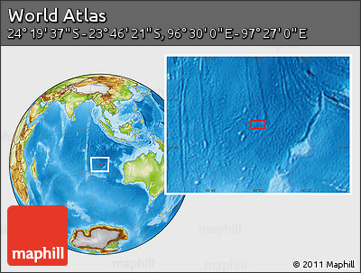 Physical Location Map of the Area around 24° 2' 59" S, 96° 58' 29" E