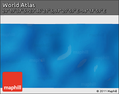 Physical 3D Map of the Area around 24° 2' 59" S, 97° 49' 29" E