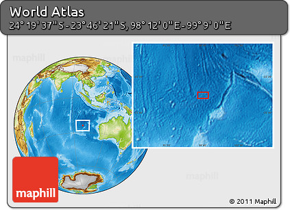 Physical Location Map of the Area around 24° 2' 59" S, 98° 40' 30" E